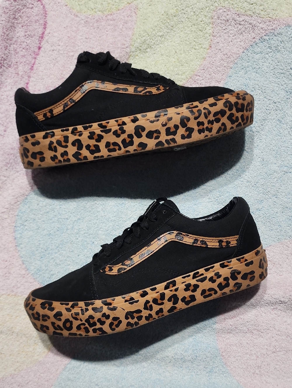 Vans Old Skool Platform Leopard Print Low Top Sneakers W Sz 10
